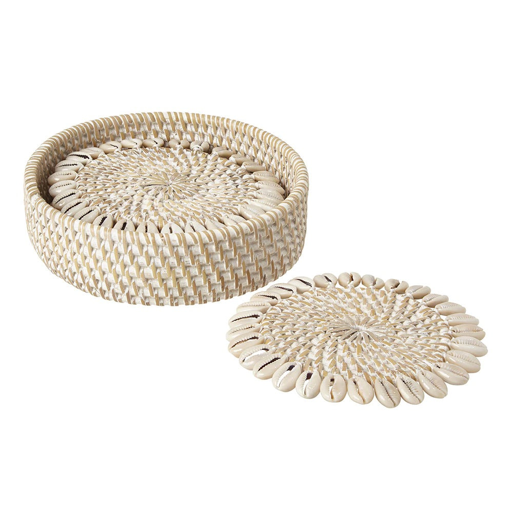 Bone Capiz Rattan & Seashell Coasters by Mode Living | Fig Linens