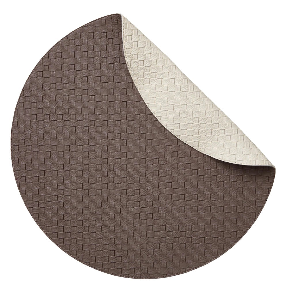 Fig Linens - Cesto Chocolate &amp; Pearl Round Placemats by Mode Living