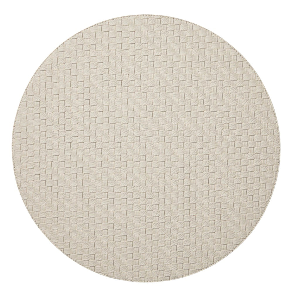 Fig Linens - Cesto Chocolate & Pearl Round Placemats by Mode Living - Reversible Placemats