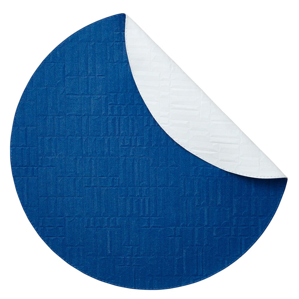 Fig Linens - Chequer Blue &amp; White Round Placemats by Mode Living