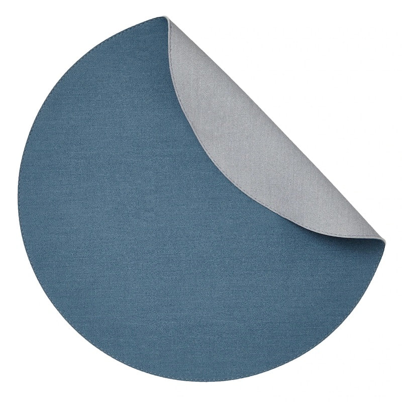 Chic Denim Blue & Grey Reversible Round Placemats by Mode Living