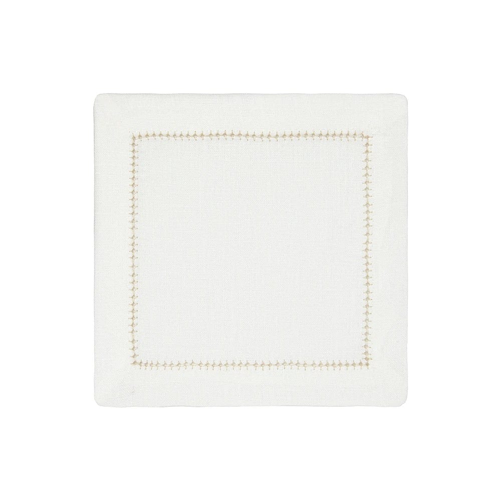 Beige and White Dolce Cocktail Napkins by Mode Living | Fig Linens