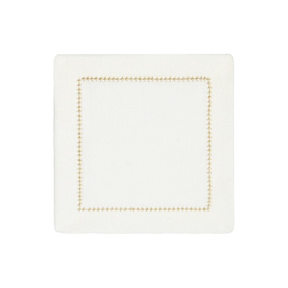 Gold and White Dolce Cocktail Napkins by Mode Living | Fig Linens