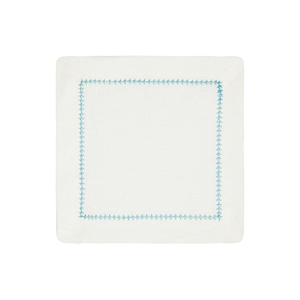 Turquoise and White Dolce Cocktail Napkins by Mode Living | Fig Linens