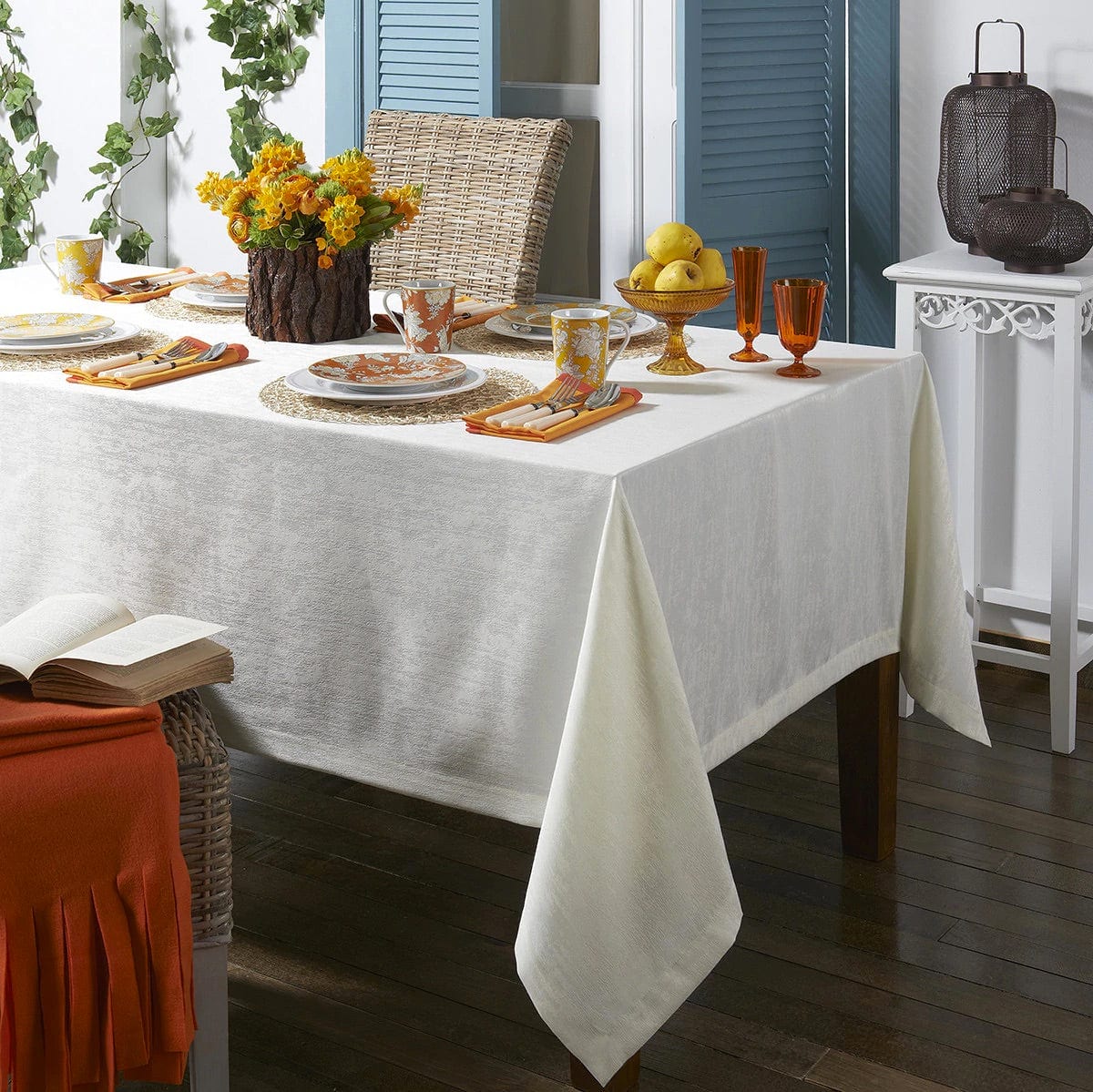 Lisbon White Tablecloth by Mode Living | Fig Linens 