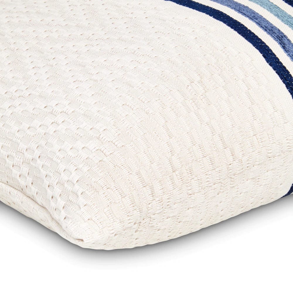Closeup - Mar White & Blue Striped Pillows by Mode Living | Fig Linens