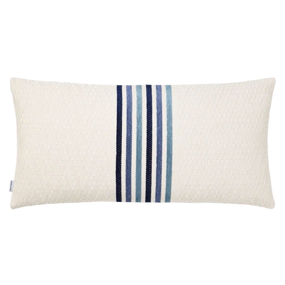 Mar White & Blue Striped Lumbar Pillow by Mode Living | Fig Linens