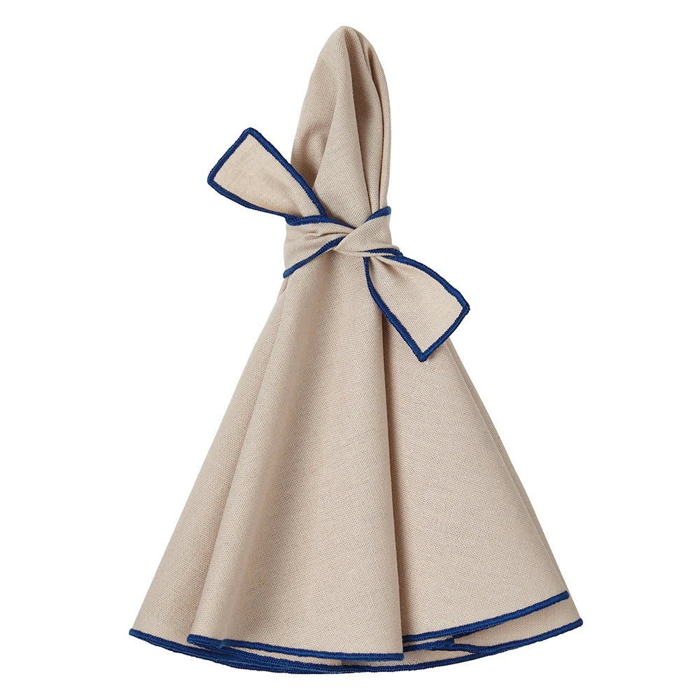 Napa Beige &amp; Navy Round Napkins by Mode Living | Fig Linens