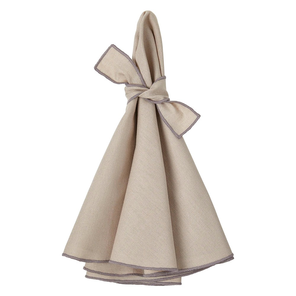 Napa Beige &amp; Gray Round Napkins by Mode Living | Fig Linens