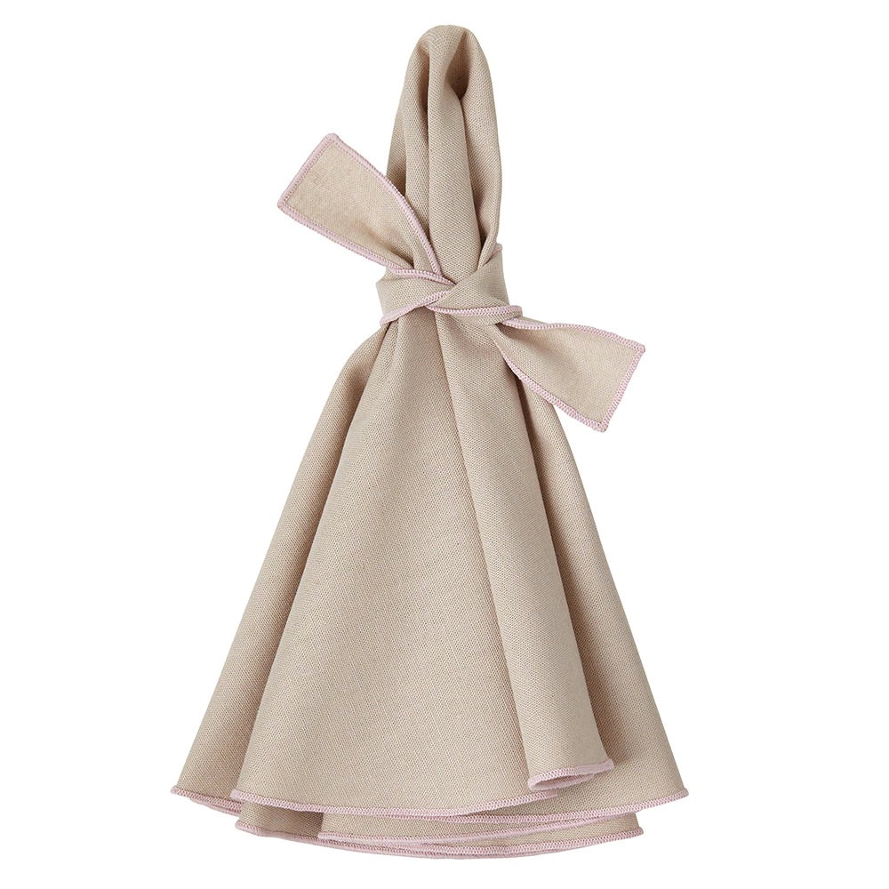 Napa Beige &amp; Pink Round Napkins by Mode Living | Fig Linens