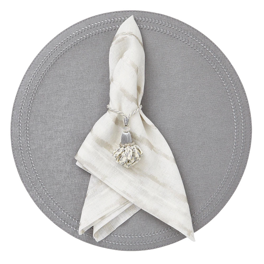 Paloma Silver Gray Round Placemats by Mode Living | Fig Linens