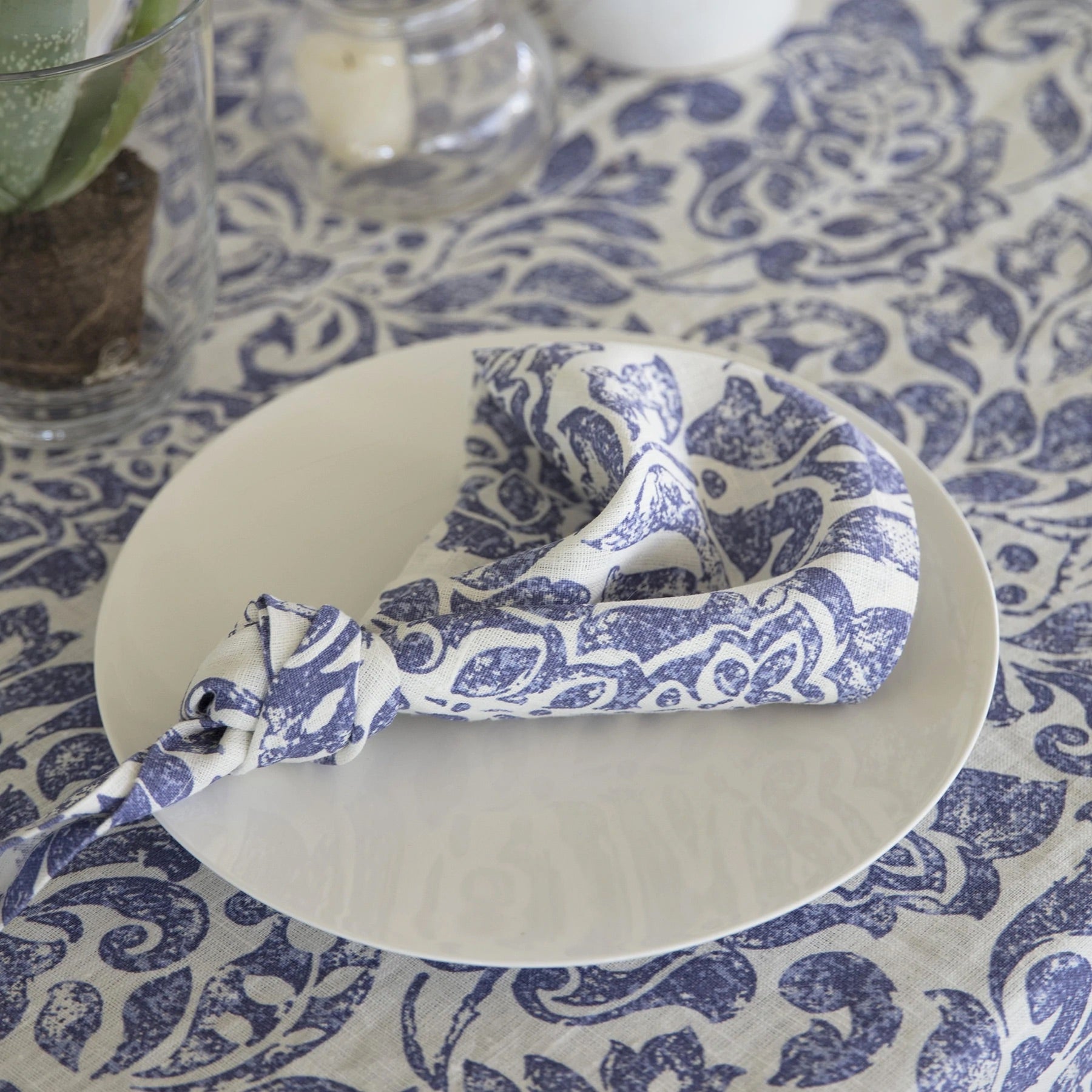 Napkins - Vail White & Silver Table Linens by Mode Living | Fig Linens