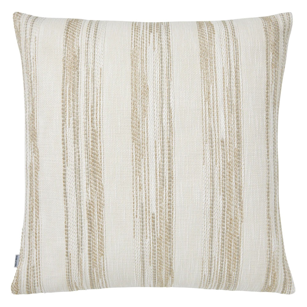 Terra Striped Beige Metallic Square Pillow by Mode Living | Fig Linens