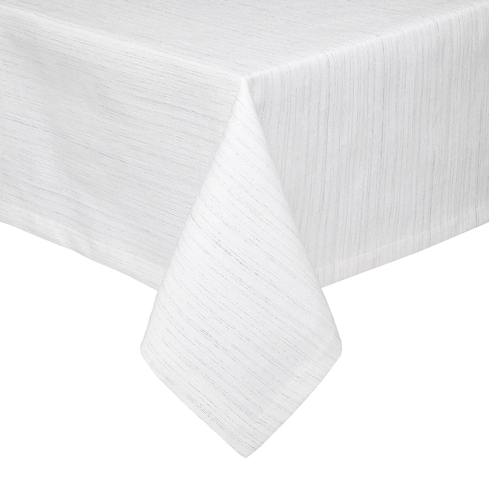 Vail White &amp; Silver Tablecloth by Mode Living | Fig Linens
