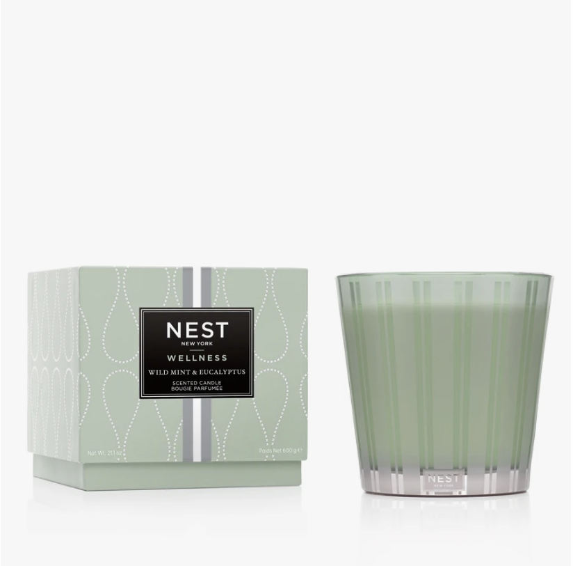 Wild Mint &amp; Eucalyptus 3-Wick Candle by Nest | Fig Linens 