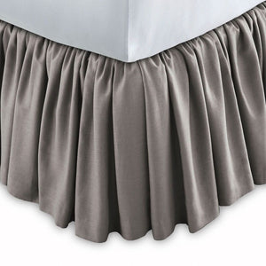 Fig Linens - Mandalay Gray Linen Ruffled Bedskirt by Peacock Alley