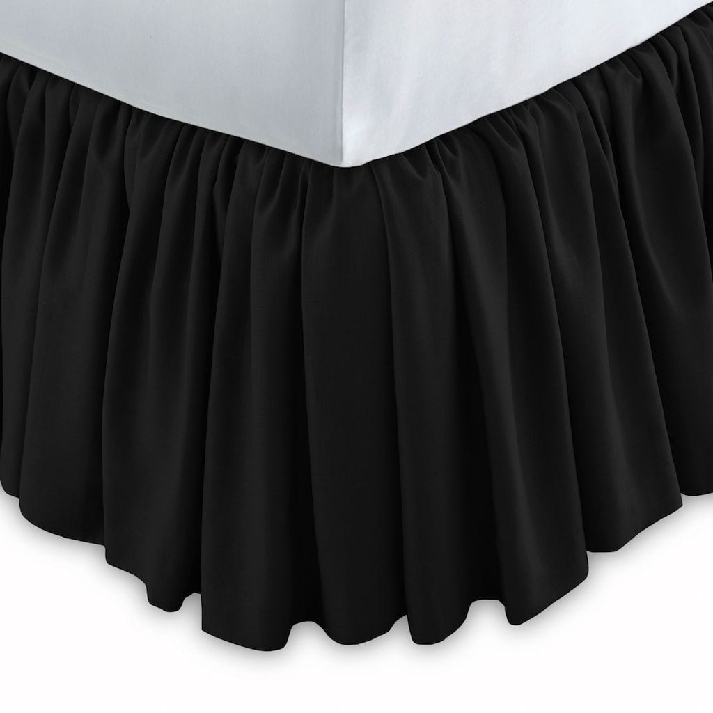 Fig Linens - Mandalay Black Linen Bedding by Peacock Alley - Ruffled Bed Skirt