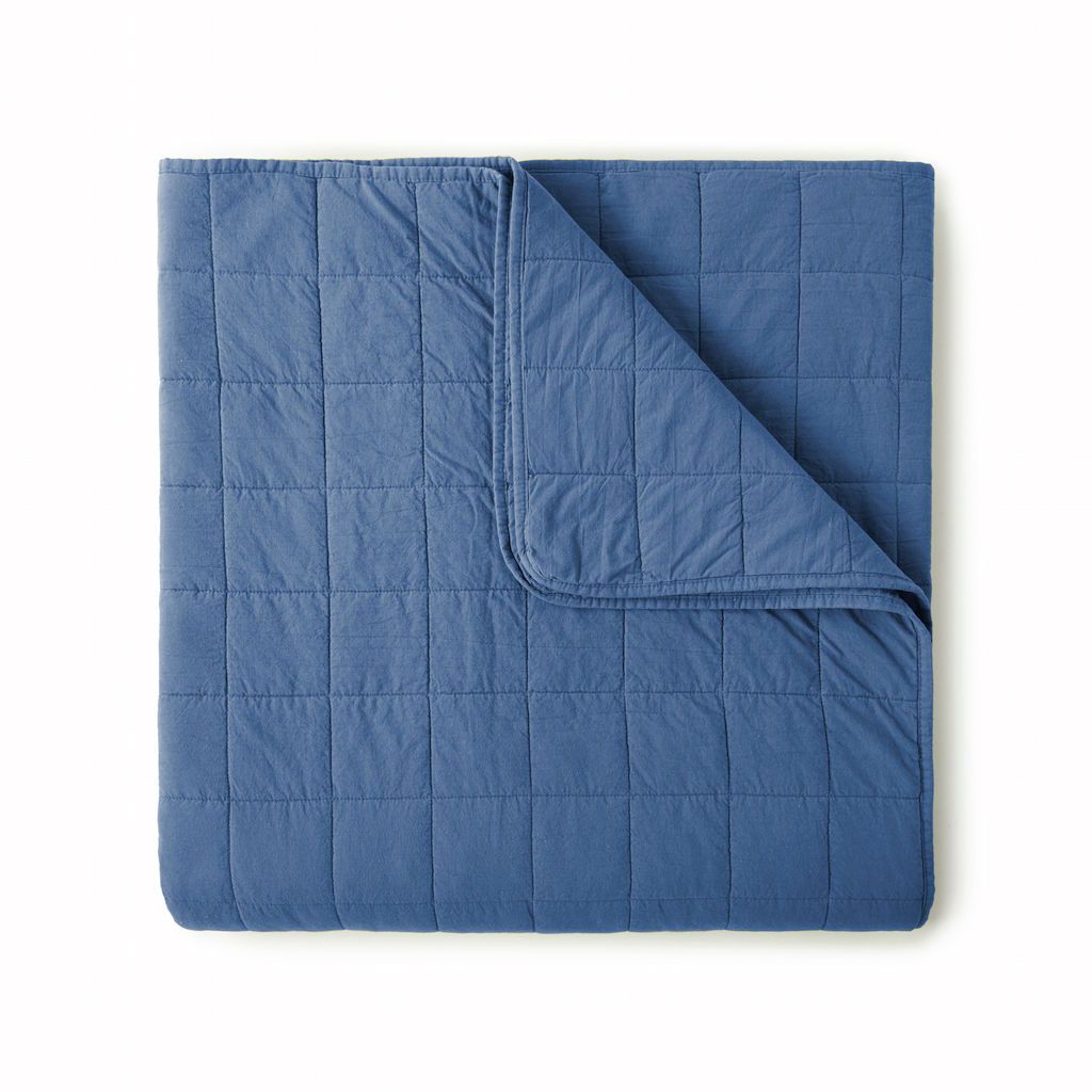 4 Square Denim Coverlet by Peacock Alley | Fig Linens and Home
