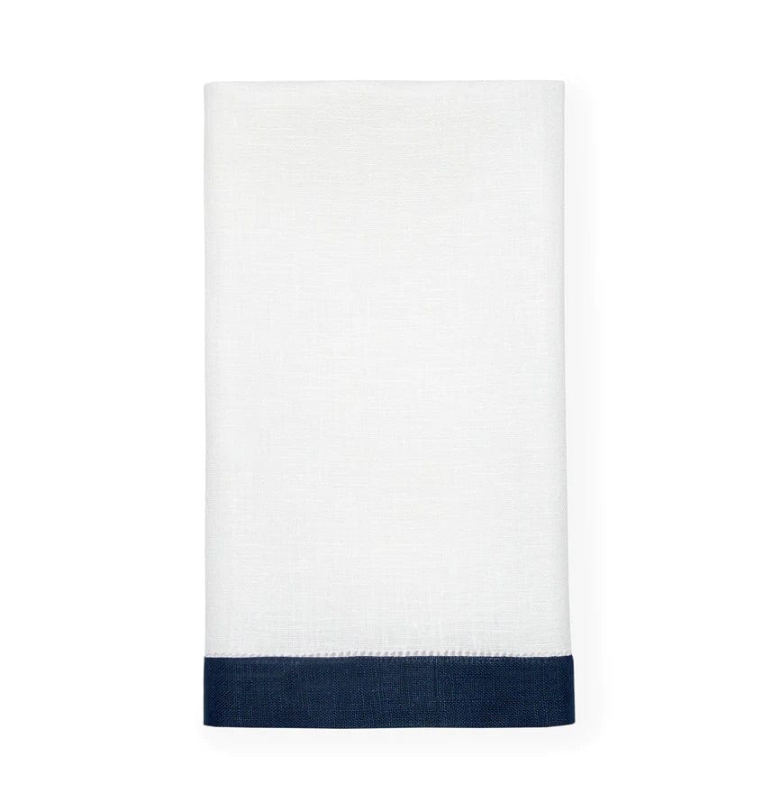 Filo White &amp; Navy Linen Guest Towels by Sferra | Fig Linens 