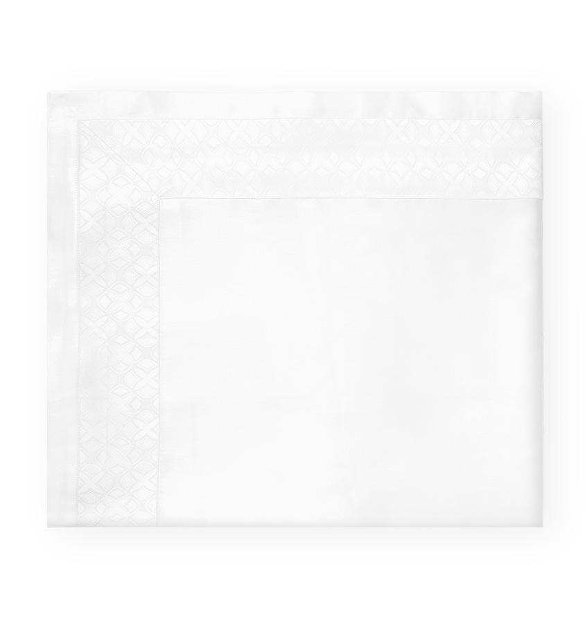Fig Linens - Sferra Giza 45 White Flat Sheet - Quatrefoil
