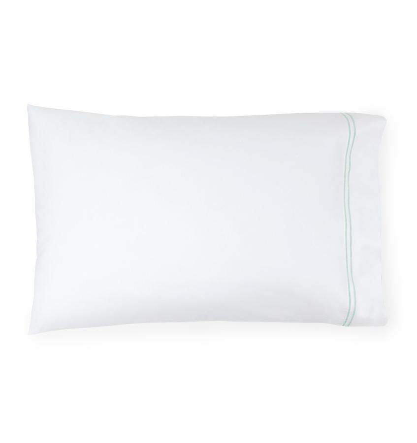 Fig Linens - Sferra Grande Hotel Bedding - White and Mist Pillowcase
