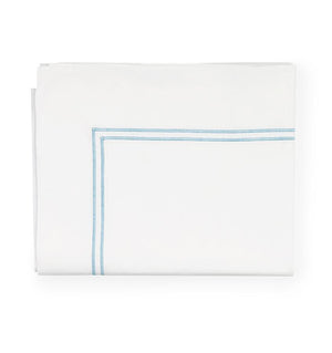 Fig Linens - Sferra Grande Hotel Bedding - White and blue flat sheet
