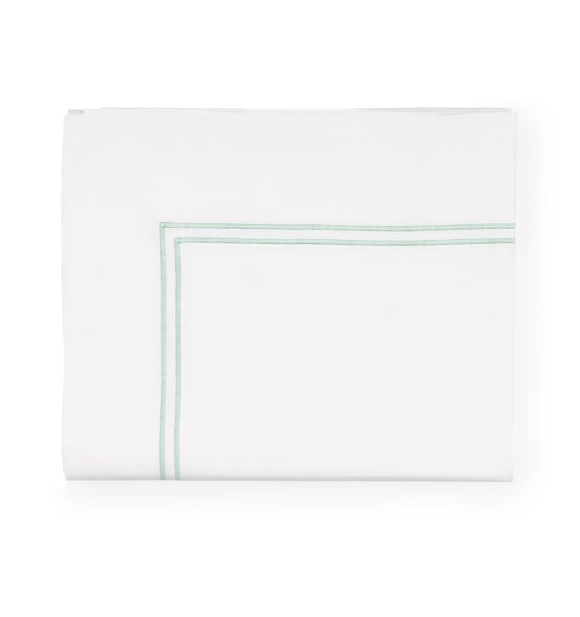 Fig Linens - Sferra Grande Hotel Bedding - White and Mist Flat Sheet