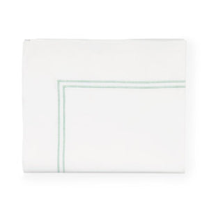 Fig Linens - Sferra Grande Hotel Bedding - White and Mist Flat Sheet