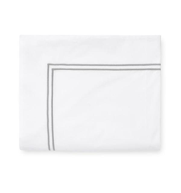 Fig Linens - Sferra Grande Hotel Bedding - White and silver flat sheet