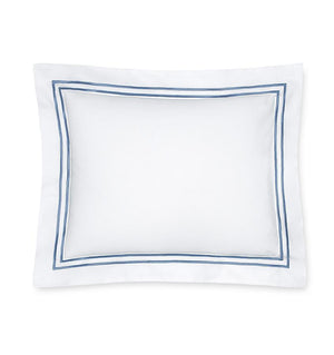 Fig Linens - Sferra Bedding - Grand Hotel White and Cadet Blue Sham