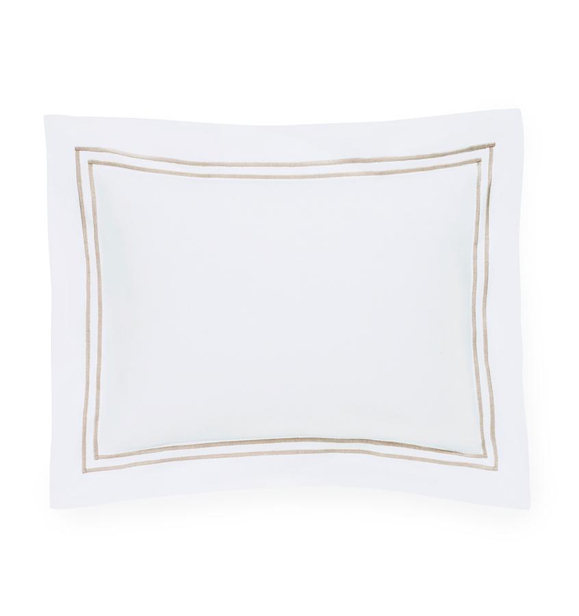 Fig Linens - Sferra Bedding - Grand Hotel White and Taupe Sham