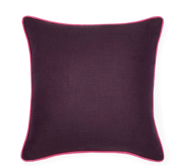 Fig Linens - Manarola Aubergine &amp; Flamingo Decorative Pillow by Sferra - Front