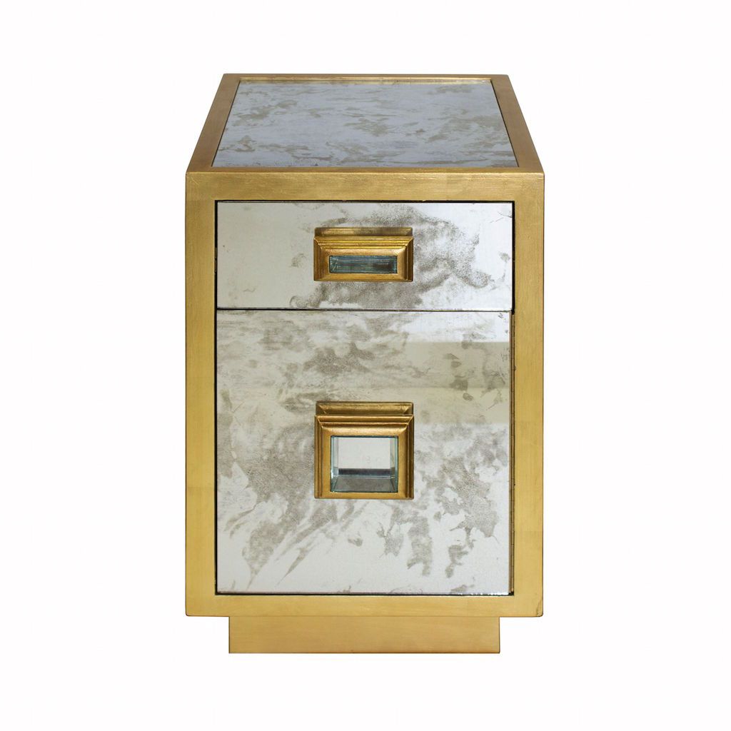 Cisco Antique Mirror &amp; Gold Side Table by Worlds Away | Fig Linens