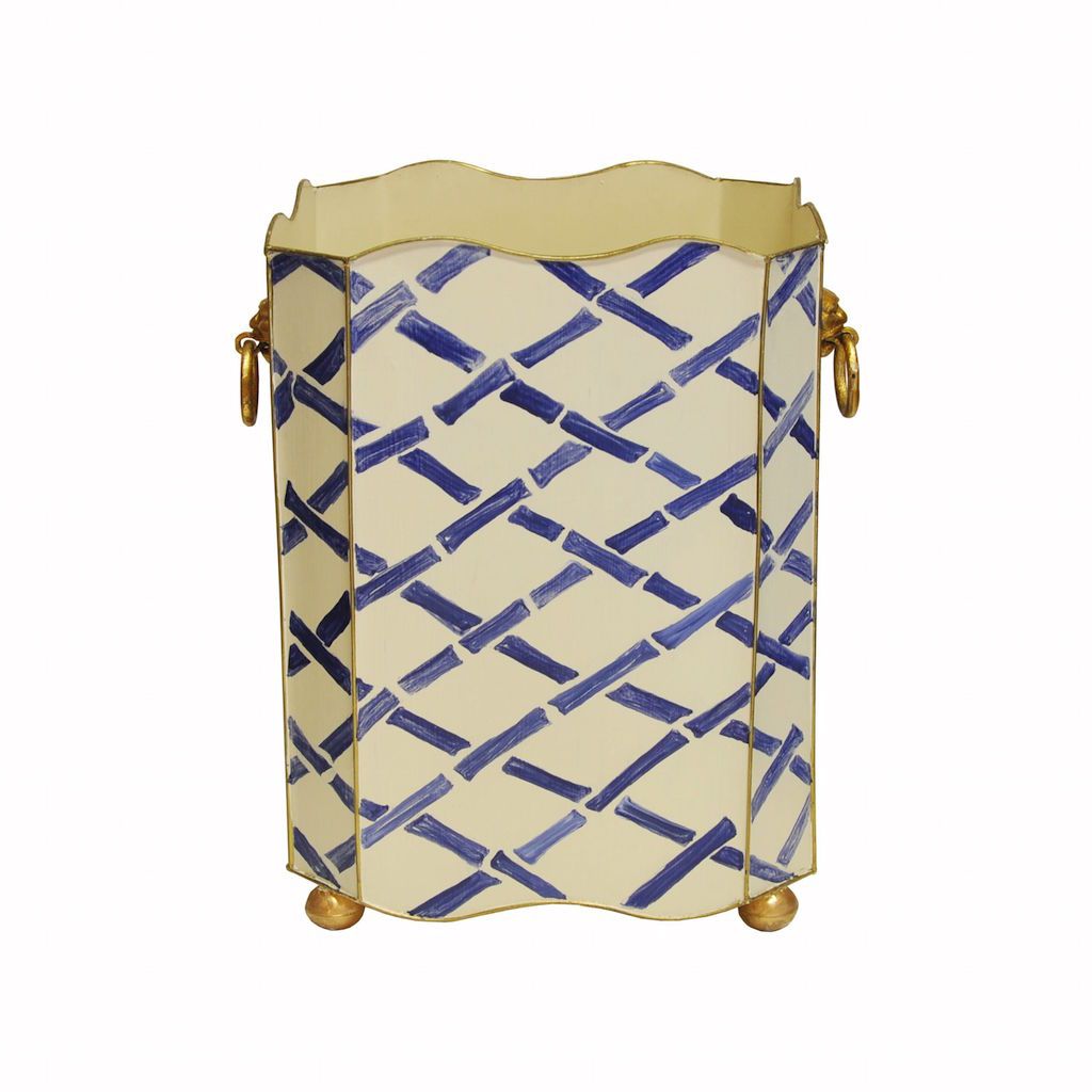 Bamboo Square Wastebasket with Lion Handles | Fig Linens