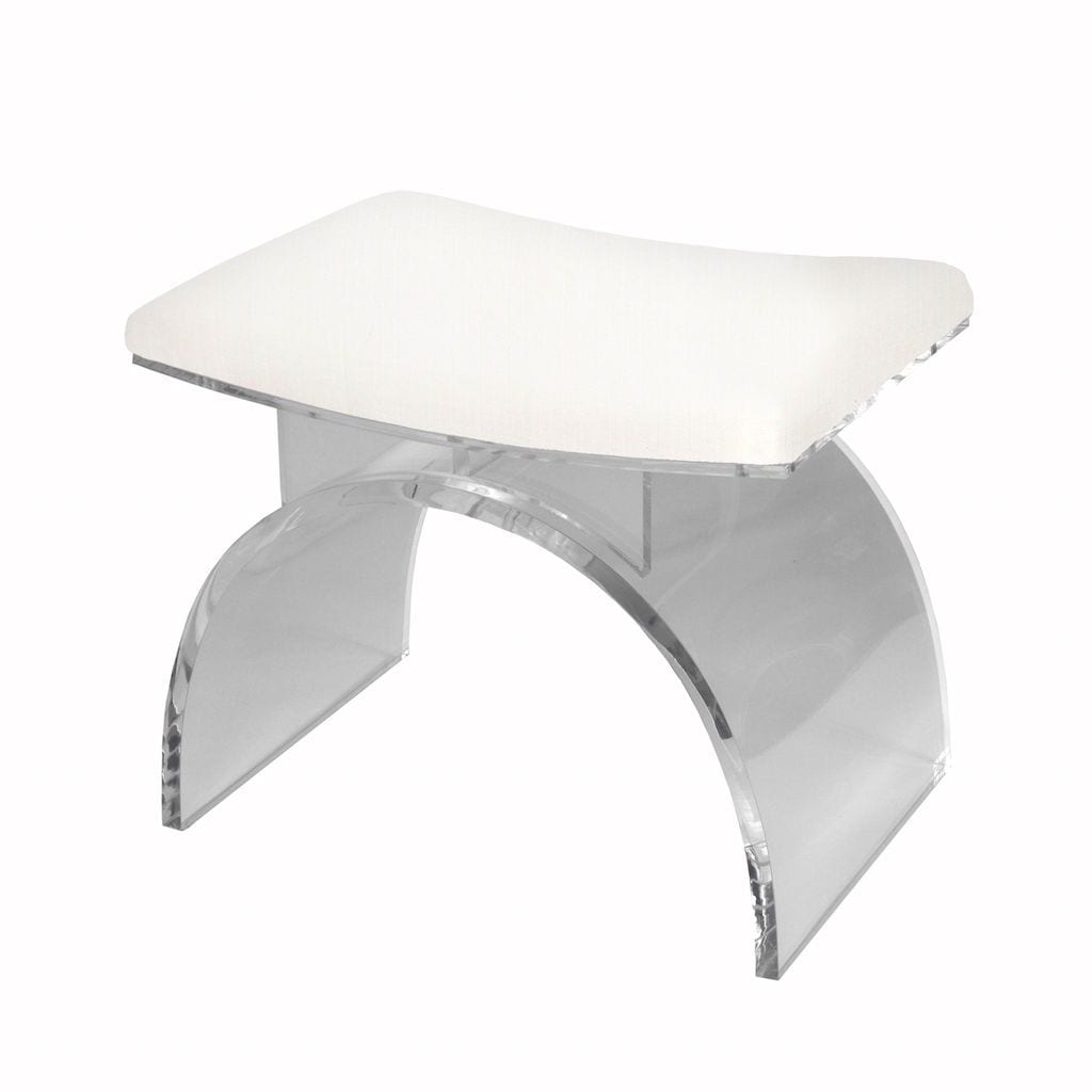 Marlowe Lucite &amp; White Linen Stool by Worlds | Fig Linens