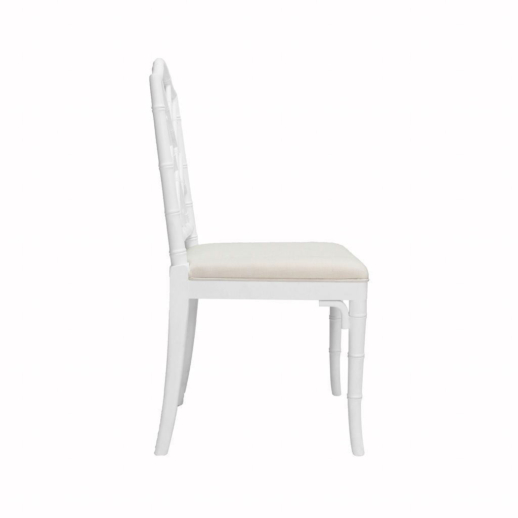 Fig Linens - Fairfield White Dining Chair by Worlds Away - Side