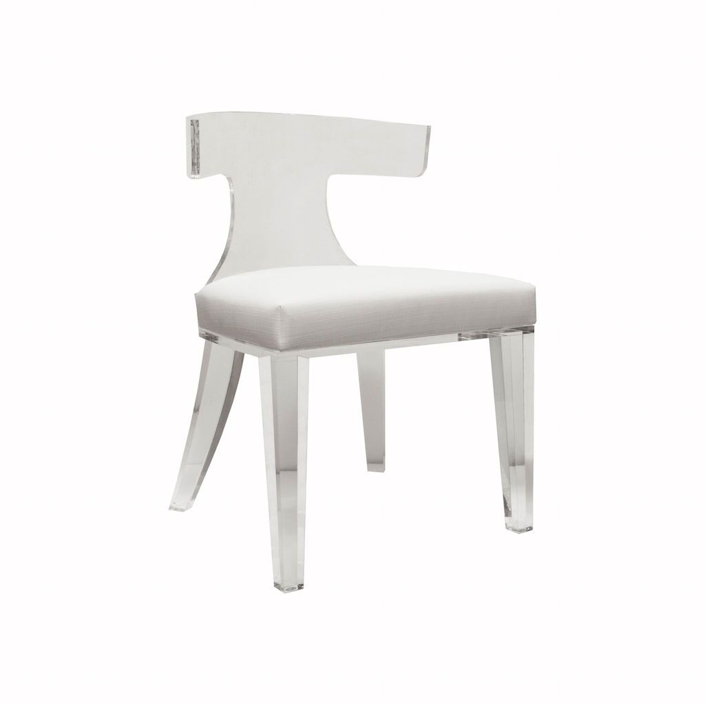 Duke Acrylic and White Linen Chair by Worlds Away | Fig Linens