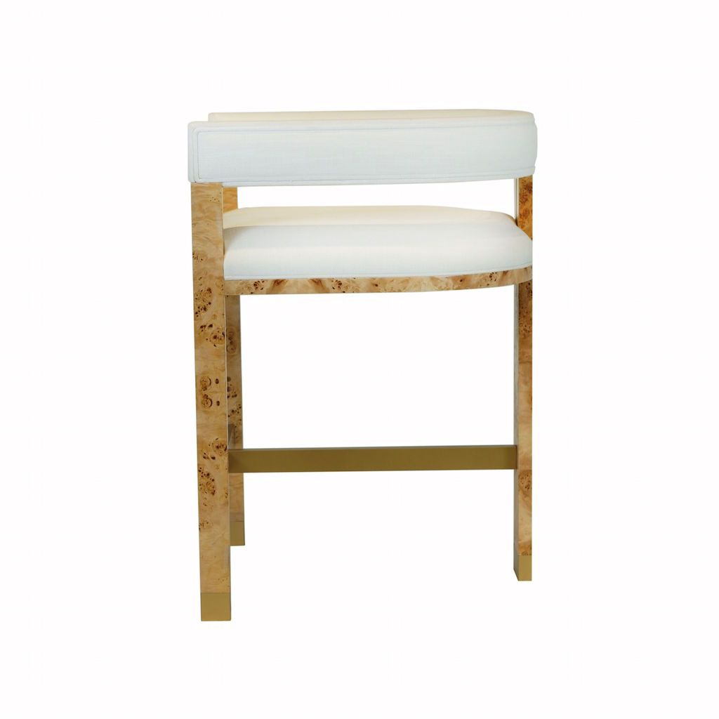 Fig Linens - Cruise Burl Wood Accent Counter Stool by Worlds Away - Side