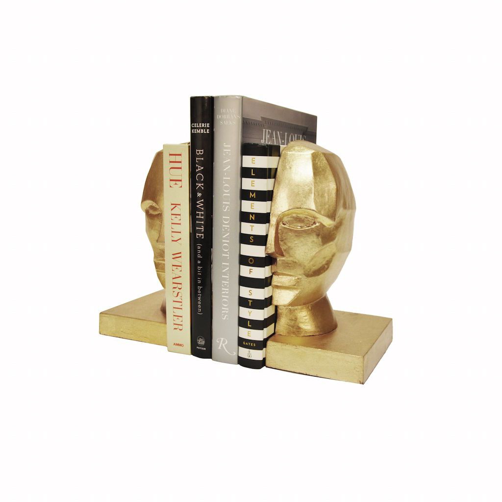 Gold Leaf Profile Bookends by Worlds Away | Fig Linens