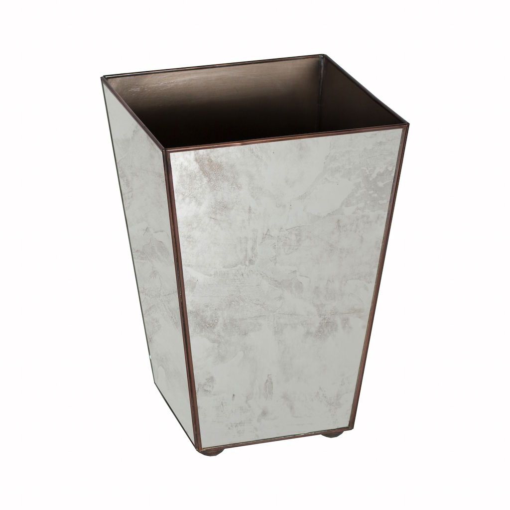 Antique Mirror Wastebasket by Worlds Away | Fig Linens and Home