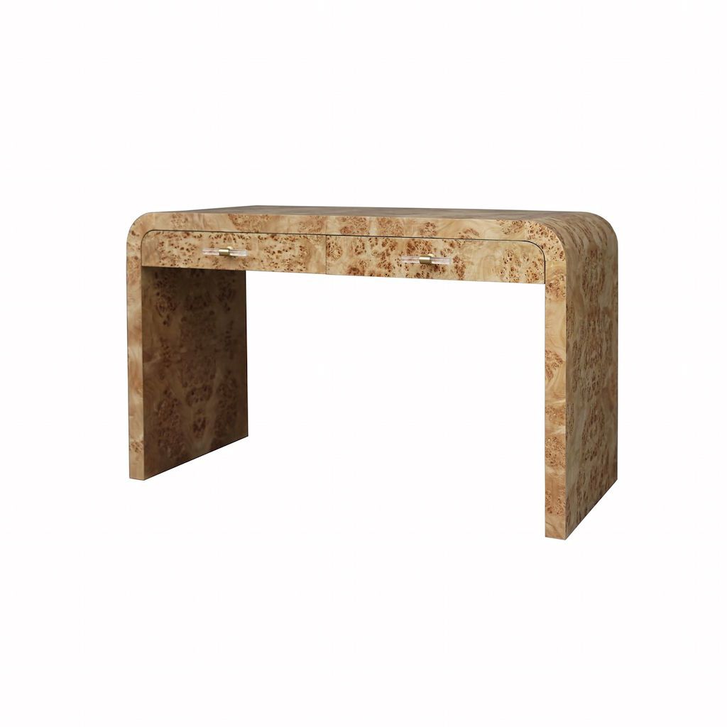 Petra Burl Wood Waterfall Edge Desk by Worlds Away | Fig Linens