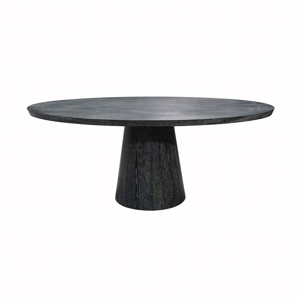 Jefferson Black Cerused Oak Oval Dining Table | Fig Linens