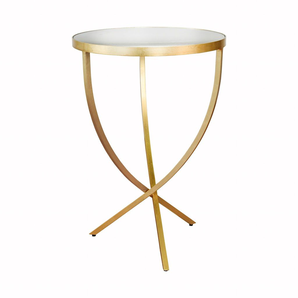 Brit Gold Round Side Table with Mirror Top | Fig Linens and Home