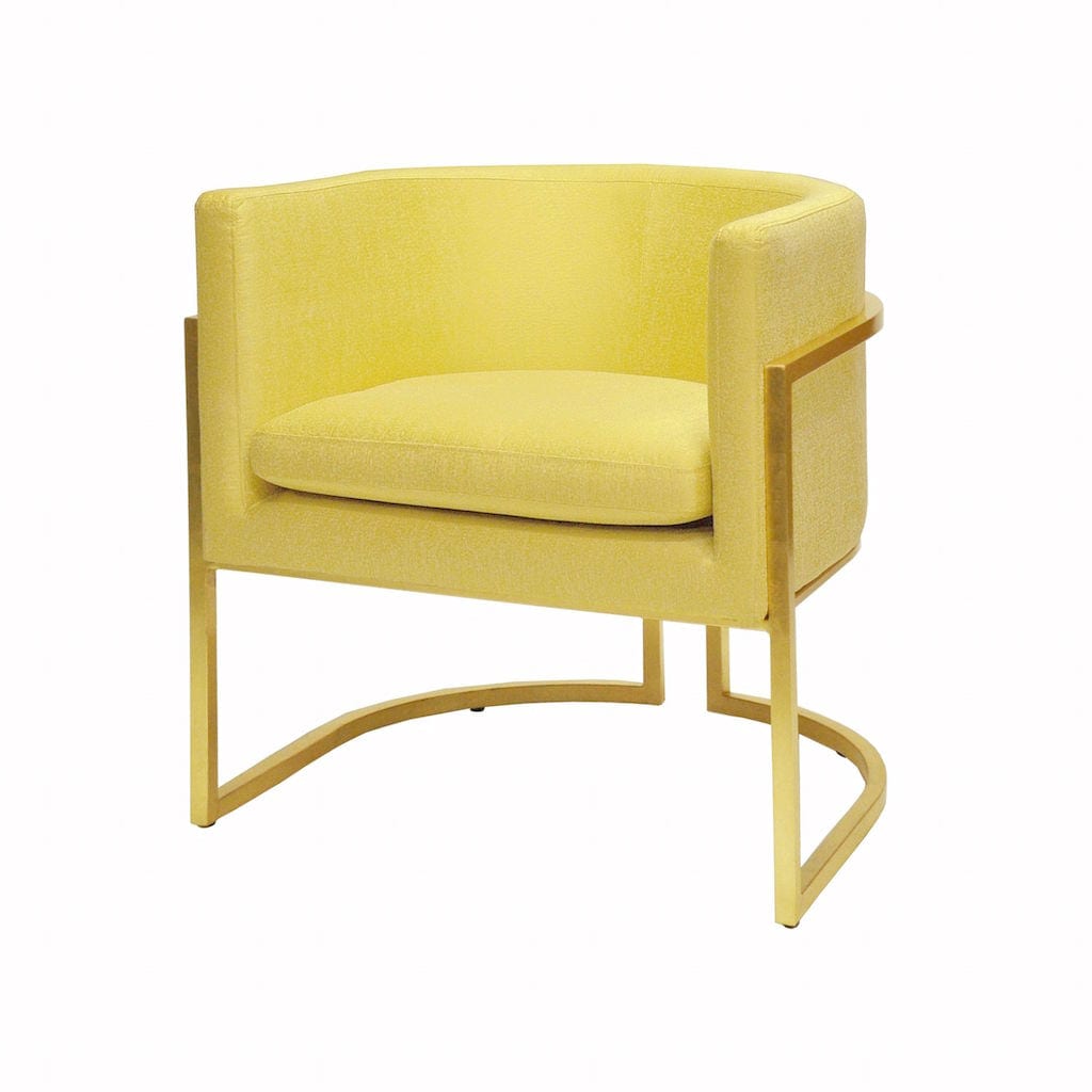 Jenna Citron &amp; Gold Barrel Chair by Worlds Away | Fig Linens