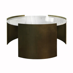 Fig Linens - Worlds Away Montana Bronze Coffee Table with Marble Top - Lifestyle