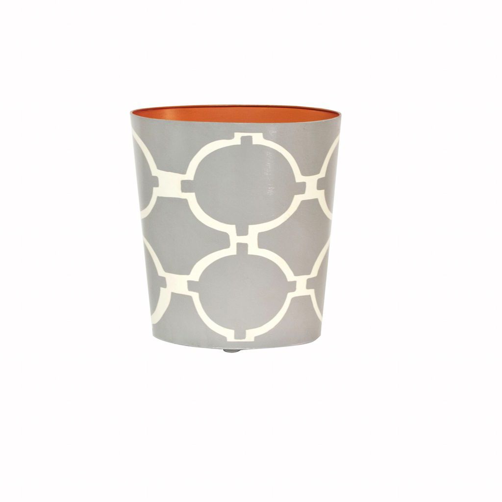Arcadia Grey &amp; Cream Oval Wastebasket by Worlds Away | Fig Linens