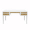 Fig Linens - Worlds Away Heidi White Lacquer & Grasscloth Desk with Brass Hardware - Front