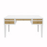 Fig Linens - Worlds Away Heidi White Lacquer & Grasscloth Desk with Brass Hardware - Front