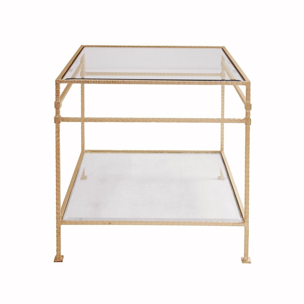 Fig Linens - Amos Gold Two Tier Square Table by Worlds Away