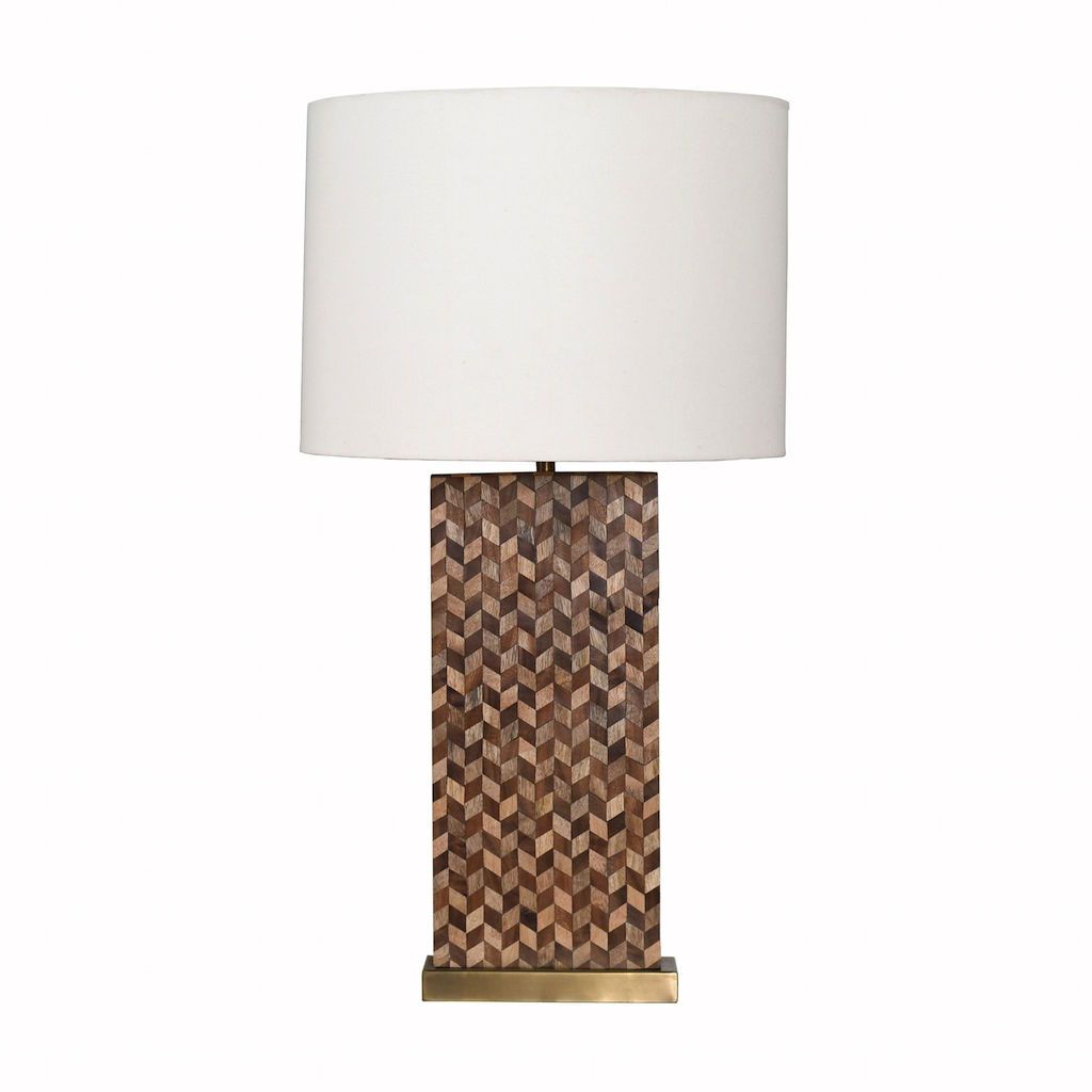 Eden Table Lamp with Chevron Wood Inlay | Fig Linens and Home